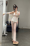 SWAYING/KNIT Beaded Embroidered Bikini Top SW22SST88 Pink/White